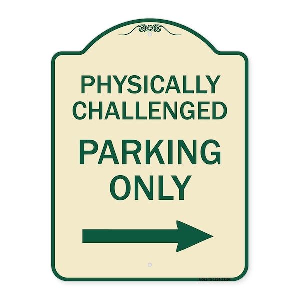 Physically Challenged Parking W/ Left Arrow Heavy-Gauge Aluminum Sign, 24" x 18", TG-1824-23304
